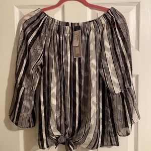 NWT black and white off the shoulder blouse
